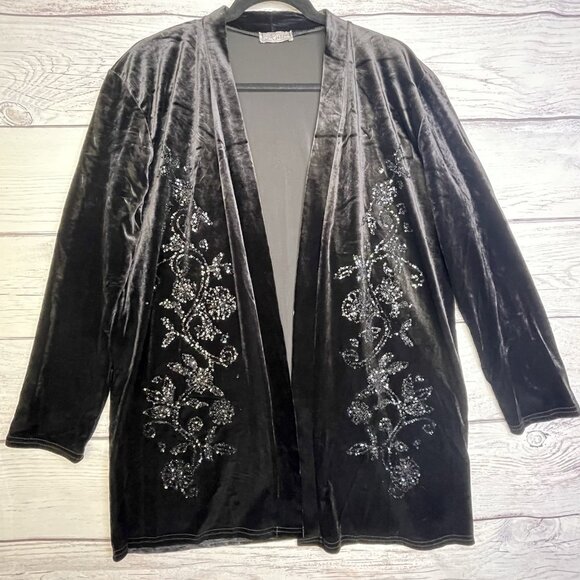Vintage Must Velvet Cardigan Size XL Sequins Fairy Grunge Whimsical Goth BOHO - Picture 1 of 11